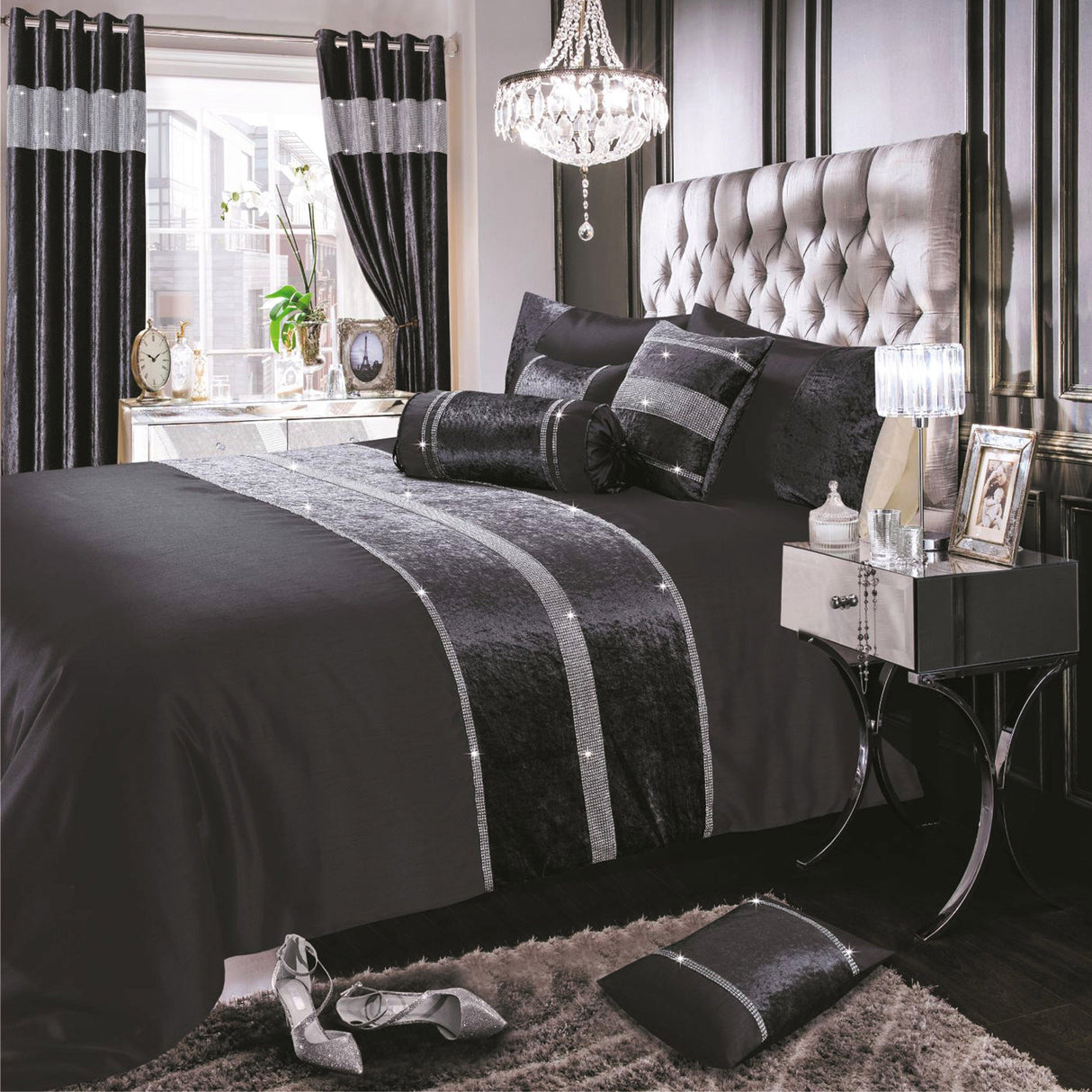 Intimates Topaz Crushed Velvet Duvet Cover & Pillowcase Set