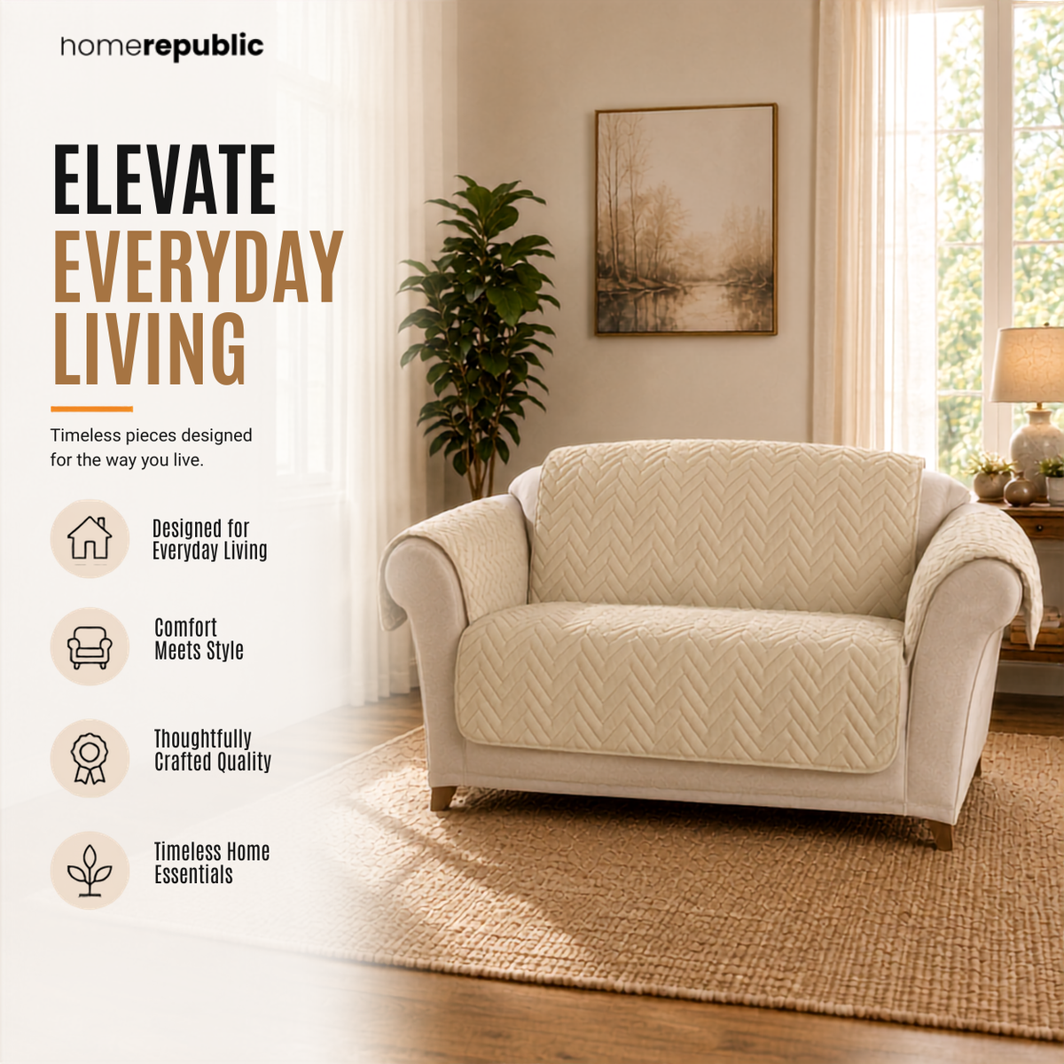 Home Republic Chevron Water Repellent Sofa Protector
