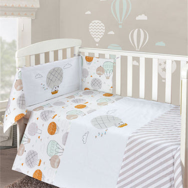UP AND AWAY Cot Bumper, Cover And Fitted Sheet Set