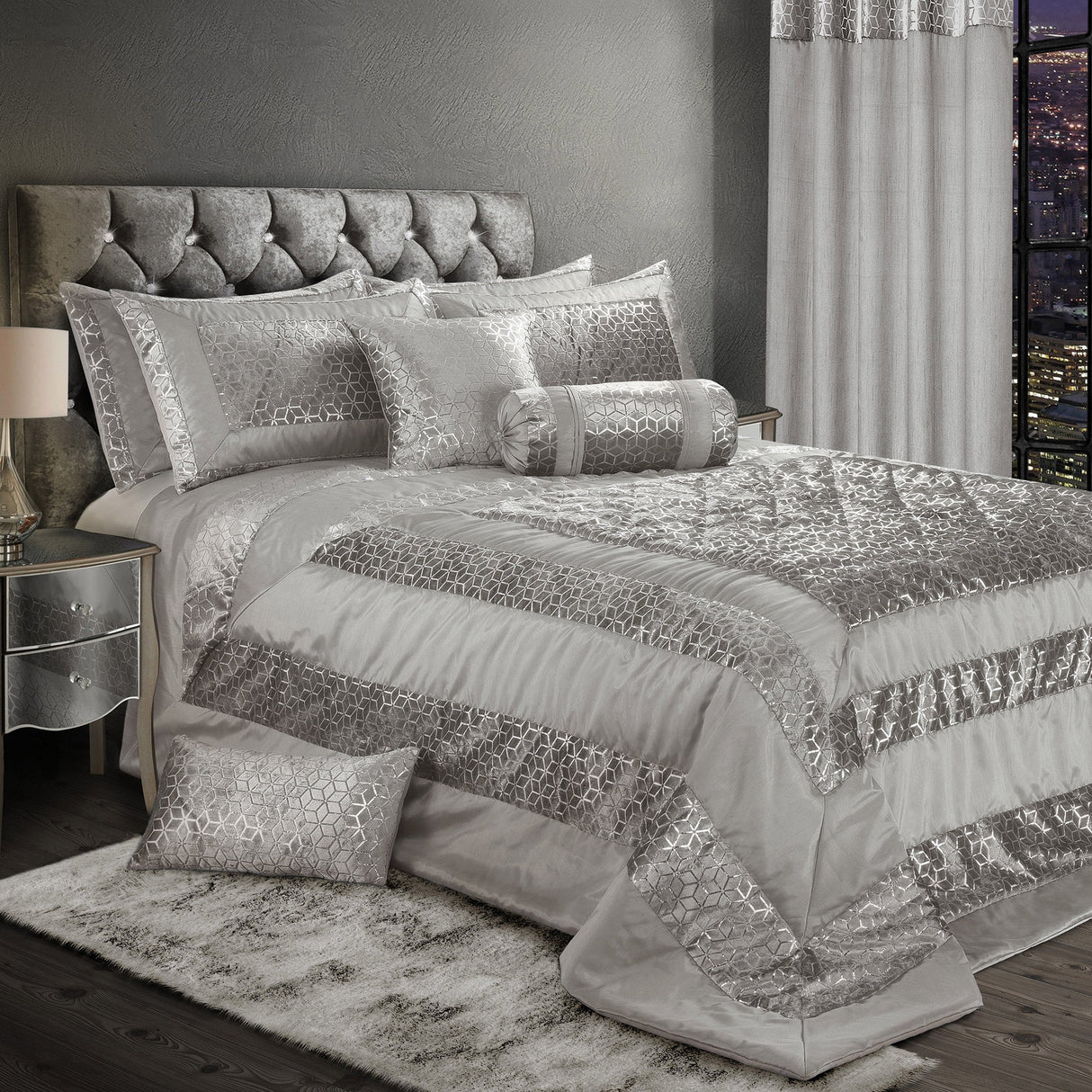 Intimates Vera Faux Silk Foil Printed Bedspread