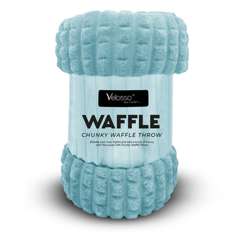 Velosso Chunky Waffle Plush Super Soft Blanket Throw