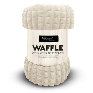 Velosso Chunky Waffle Plush Super Soft Blanket Throw