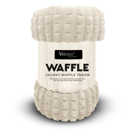 Velosso Chunky Waffle Plush Super Soft Blanket Throw