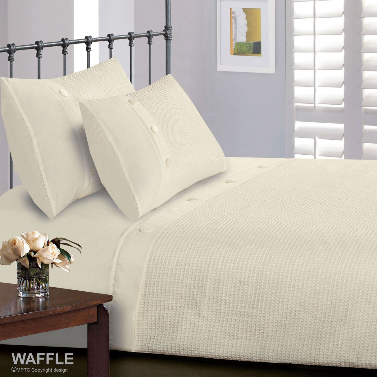 Intimates Waffle Button Duvet Cover & Pillowcase Set
