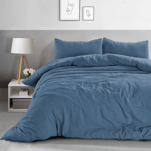 Velosso Washed Linen Look Duvet Cover & Pillowcase Set