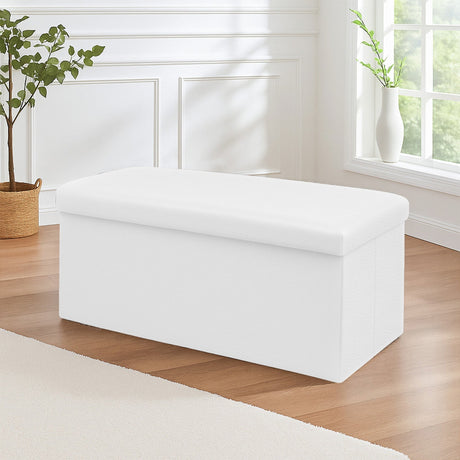 Home Republic Foldable Faux Leather Storage Ottoman