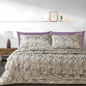 Velosso Wilder Jacquard Leaves Trail Quilted Bedspread Set