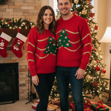 Festive Fun Red Christmas Tree Jumper