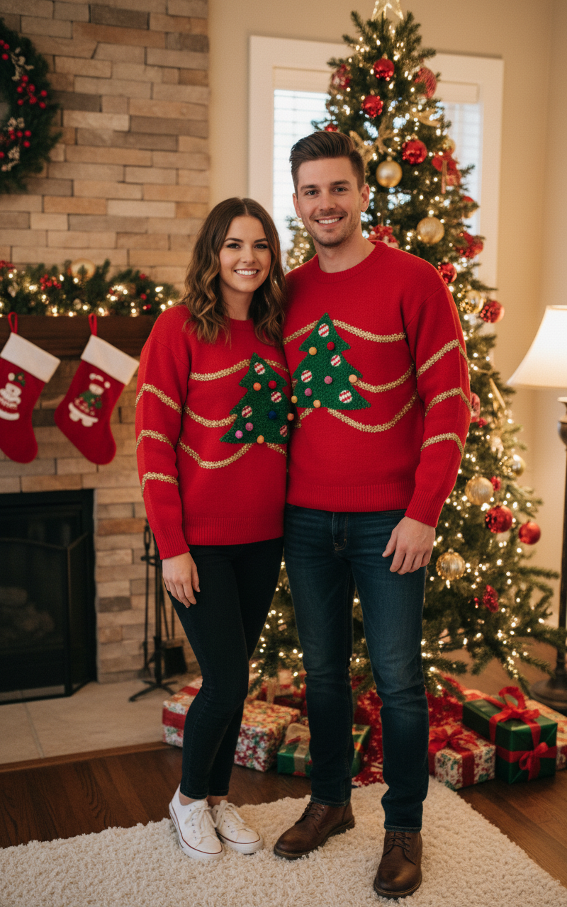 Velosso Festive Fun Red Christmas Tree Jumper