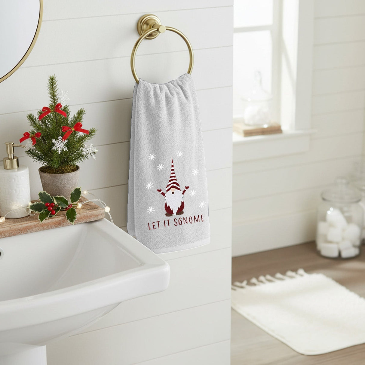 Velosso Christmas Gonks 2 Pack Christmas Cotton Hand Towels