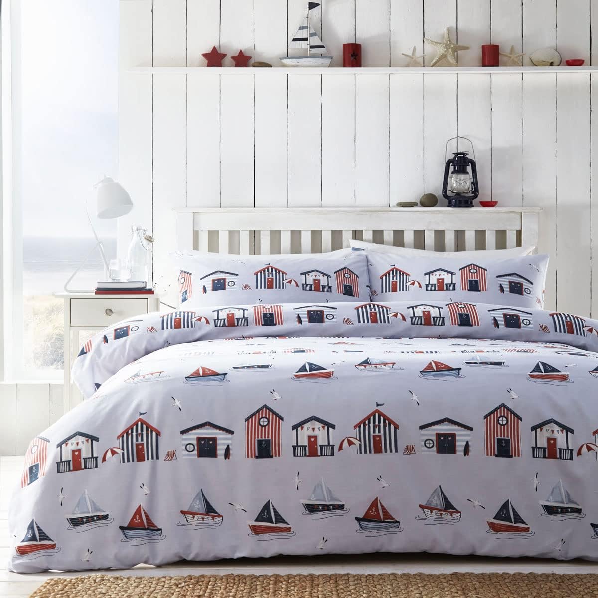 Portfolio Beach Huts Duvet Cover & Pillowcase Set