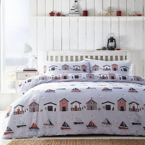 Portfolio Beach Huts Duvet Cover & Pillowcase Set