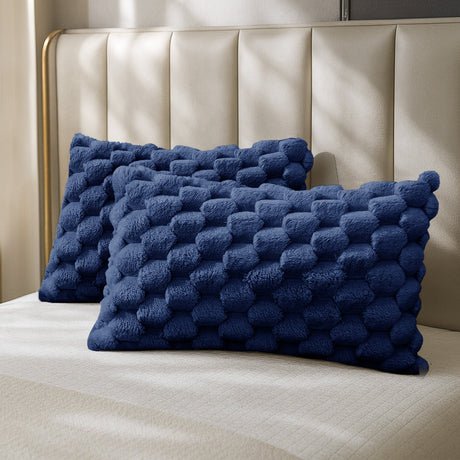 Velosso Chunky Popcorn Faux Rabbit Pillowcase Pair