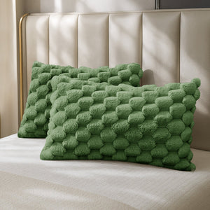 Velosso Chunky Popcorn Faux Rabbit Pillowcase Pair