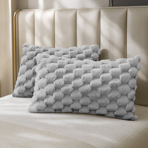 Velosso Chunky Popcorn Faux Rabbit Pillowcase Pair