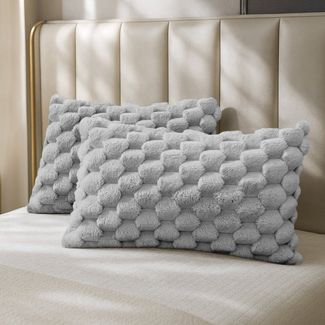 Velosso Chunky Popcorn Faux Rabbit Pillowcase Pair