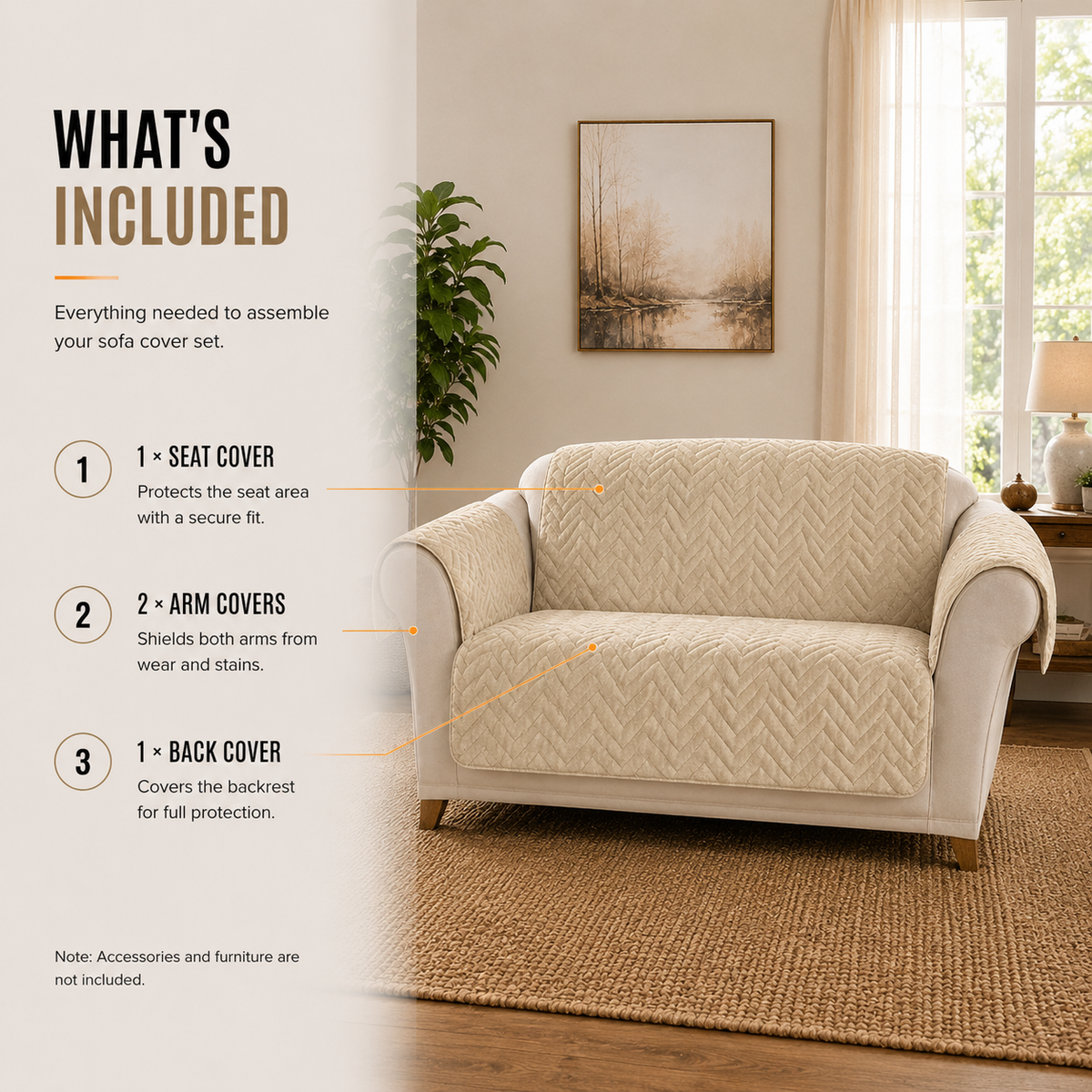 Home Republic Chevron Water Repellent Sofa Protector