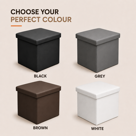 Home Republic Foldable Faux Leather Storage Ottoman