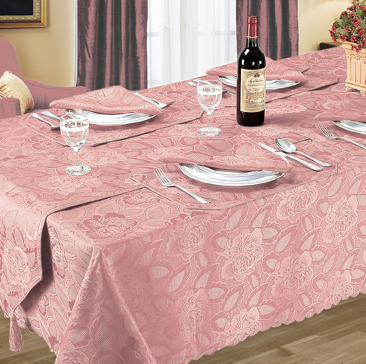 Kitchen Trends Rose Jacquard Tablecloth