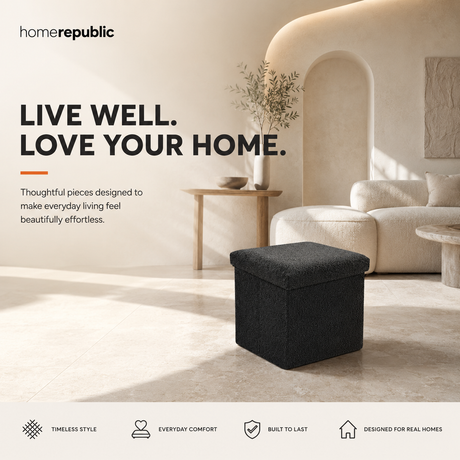 Home Republic Foldable Boucle Storage Ottoman