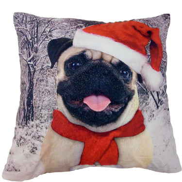 Christmas Pug Cushion Cover