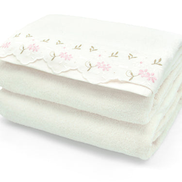 Floral Embroidered Cotton Towel