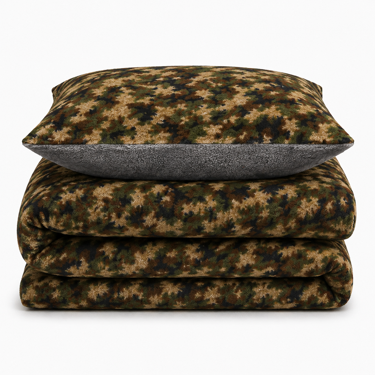 Velosso Camouflage Teddy Duvet Cover & Pillowcase Set