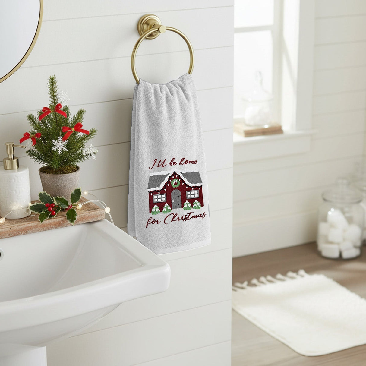 Velosso Ill Be Home 2 Pack Christmas Cotton Hand Towels
