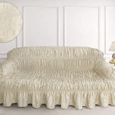 Pleated Jacquard Fitted Sofa Cover