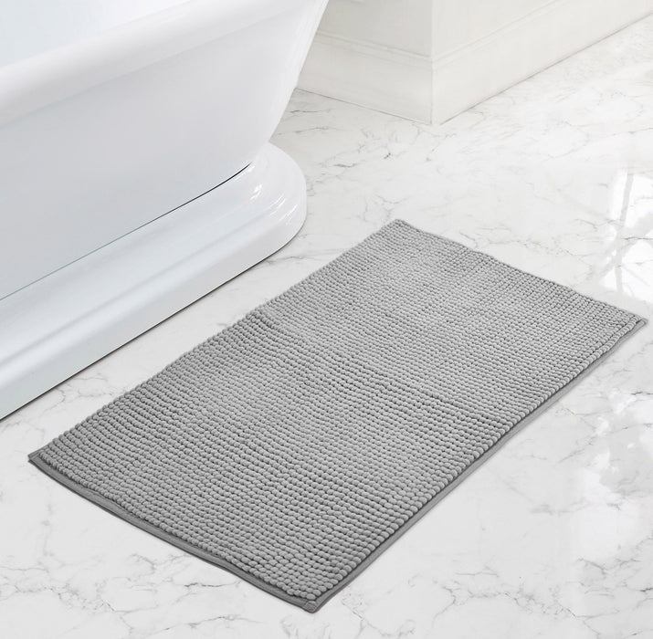 Luxury Non-Slip Soft Grey Bath Mat Shaggy Noodle Super Absorbent Microfiber Bathroom Mat