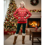 Velosso Christmas Fun Nordic Red Jumper