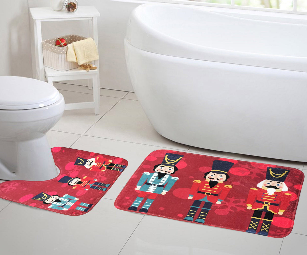 Velosso 2 Piece Christmas Memory Foam Bath and Pedestal Mat Set