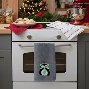 Velosso Penguins 3 Pack Cotton Christmas Embroidered Tea Towels