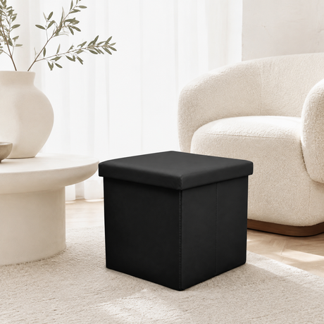 Home Republic Foldable Faux Leather Storage Ottoman