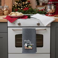 Velosso Santa Stop 3 Pack Cotton Christmas Embroidered Tea Towels