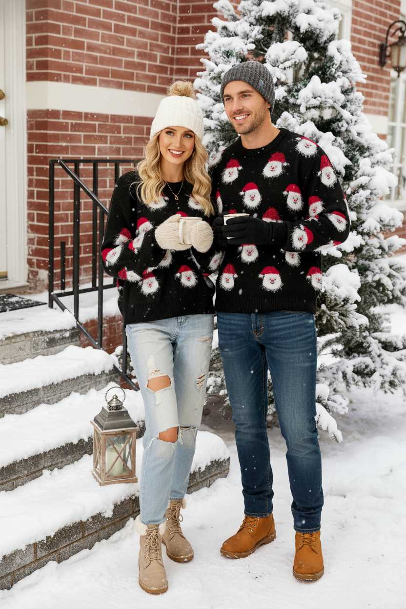 Velosso Fun Christmas Santa Black Jumper