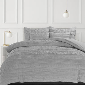 Velosso Saville Embossed Geometric Pattern Duvet Cover and Pillowcase Set