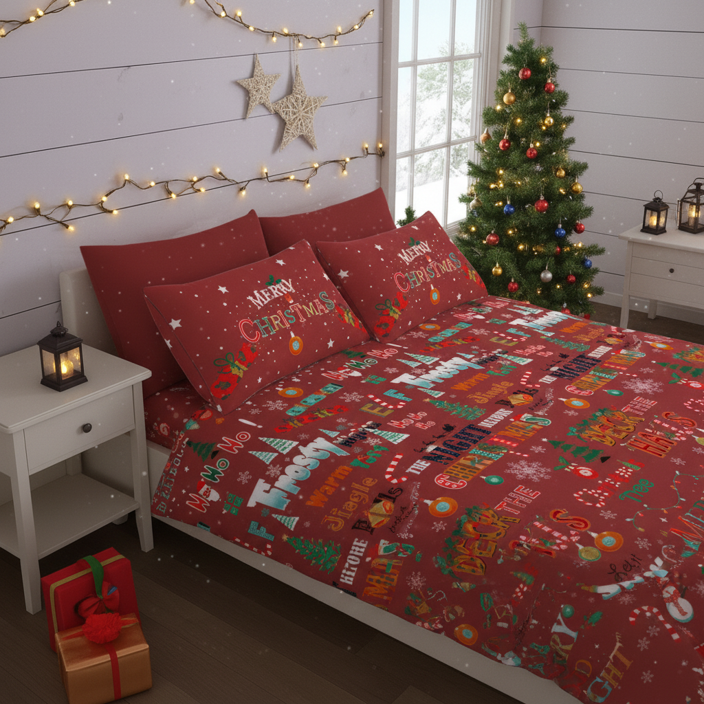 Velosso Festive Deck The Halls Duvet Cover and Pillowcase Set