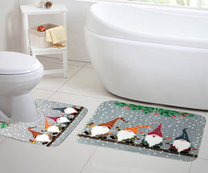 Velosso 2 Piece Christmas Memory Foam Bath and Pedestal Mat Set