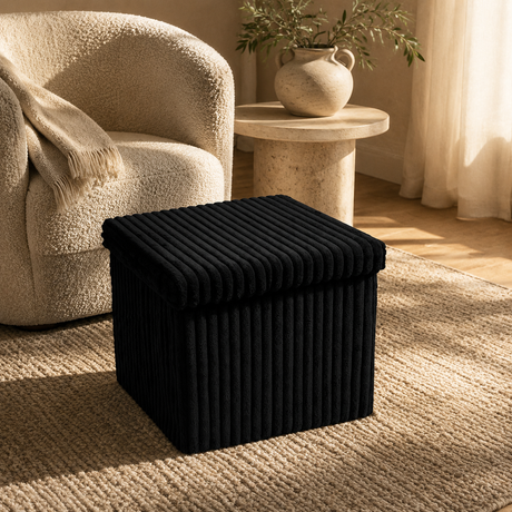 Home Republic Foldable Corduroy Storage Ottoman