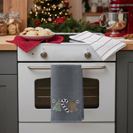 Velosso Sweet Shop 3 Pack Cotton Christmas Embroidered Tea Towels