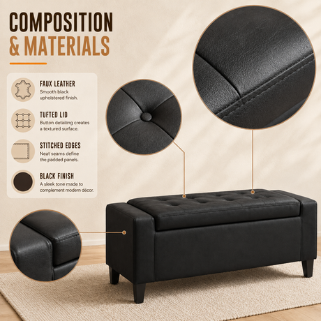 Home Republic Brayden Leather Storage Seat