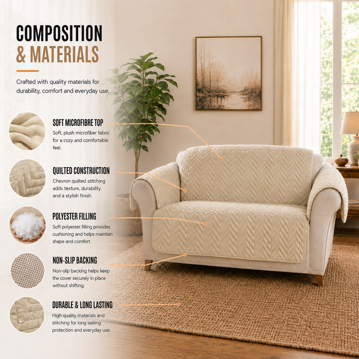 Home Republic Chevron Water Repellent Sofa Protector