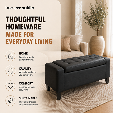 Home Republic Brayden Leather Storage Seat