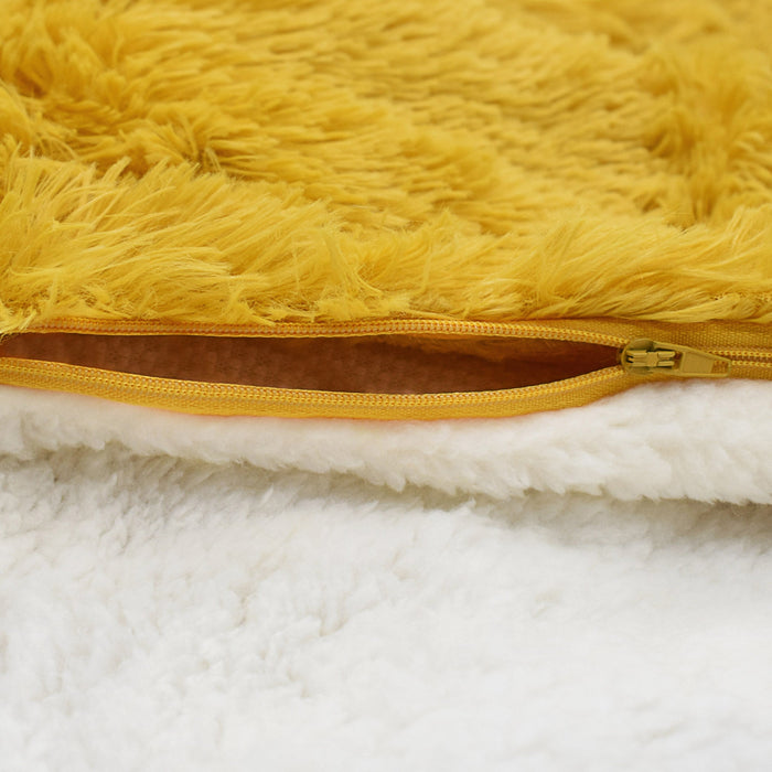 Alaska Faux Fur Teddy Ochre Sherpa Duvet Cover & Pillowcase Set