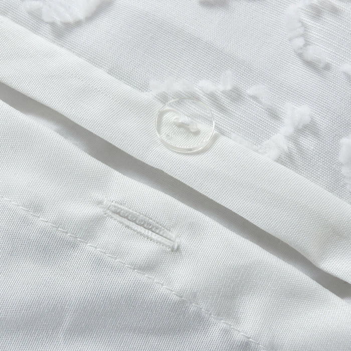 Astra Tufted White Duvet Cover & Pillowcase Set
