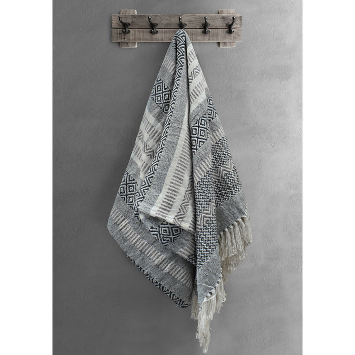 Luxury Cotton Aztec Grey Tassel Throw