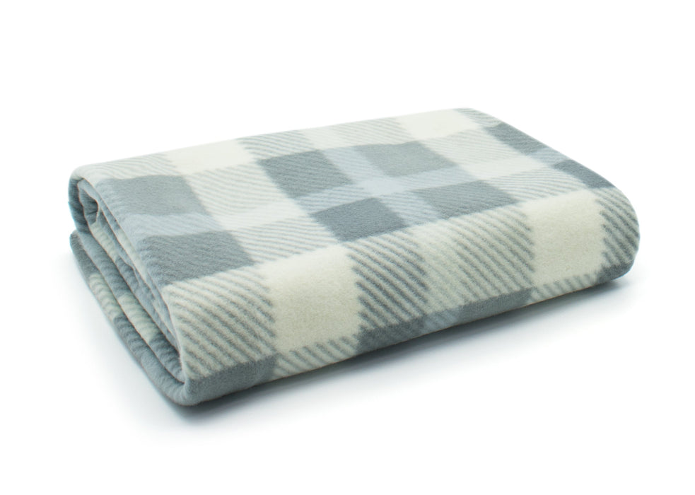 Check Polar Fleece Blanket Grey