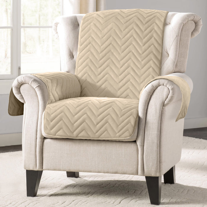 Velosso Chevron Beige Water Repellent Sofa Protector