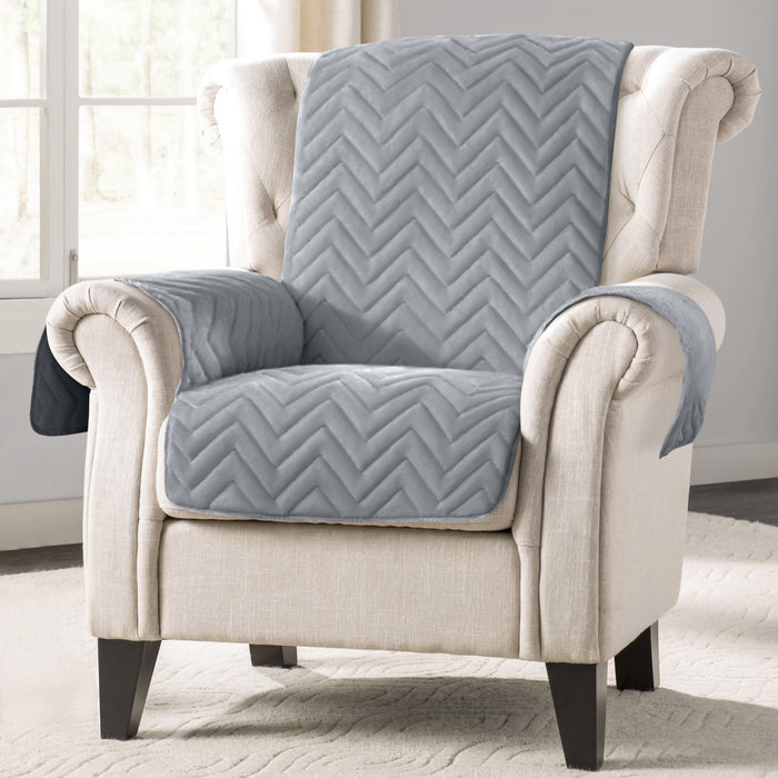 Velosso Chevron Grey Water Repellent Sofa Protector